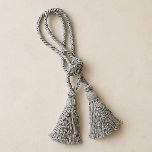 2 Tieback Tassels Silver Gray Curtain Decor 27" - Picture 1 of 5